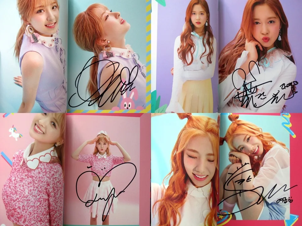 Подписанный WJSN autographed первый альбом Happy Moment CD + Фотокнига подписанный постер