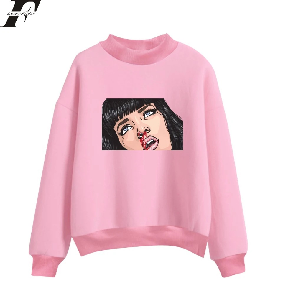LUCKYFRIDAYF 2018 криминальная фантастика Mia Wallace большие водолазки Толстовки свитшоты