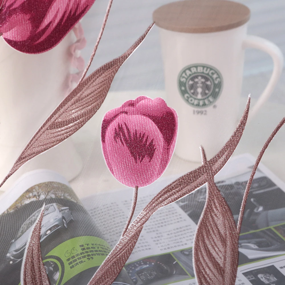 Цветочный принт 1 панель пион отвесный занавес тюль оконные обработки вуаль