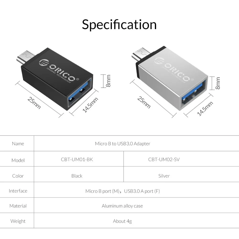 ORICO OTG адаптер Micro B к USB 3,0 адаптер USB3.0 5Gpbs скорость передачи конвертер Подключите телефон планшет к u-диску мышь