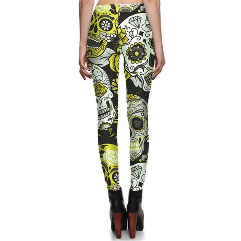 Леггинсы для фитнеса Новое поступление хит Женский светильник Зеленый скелет Crazy