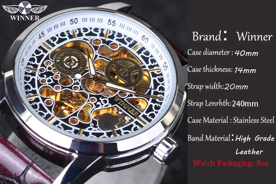 Мужские механические Автоматические часы Winner классические в китайском стиле с