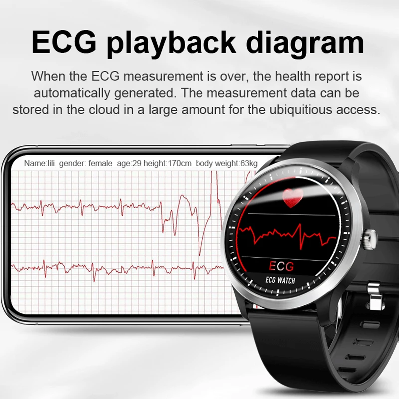 2018 newest HeartRate smartwatch ECG waterproof wrist watch Bluetooth sleep tracker smart clock message reminder for android ios |