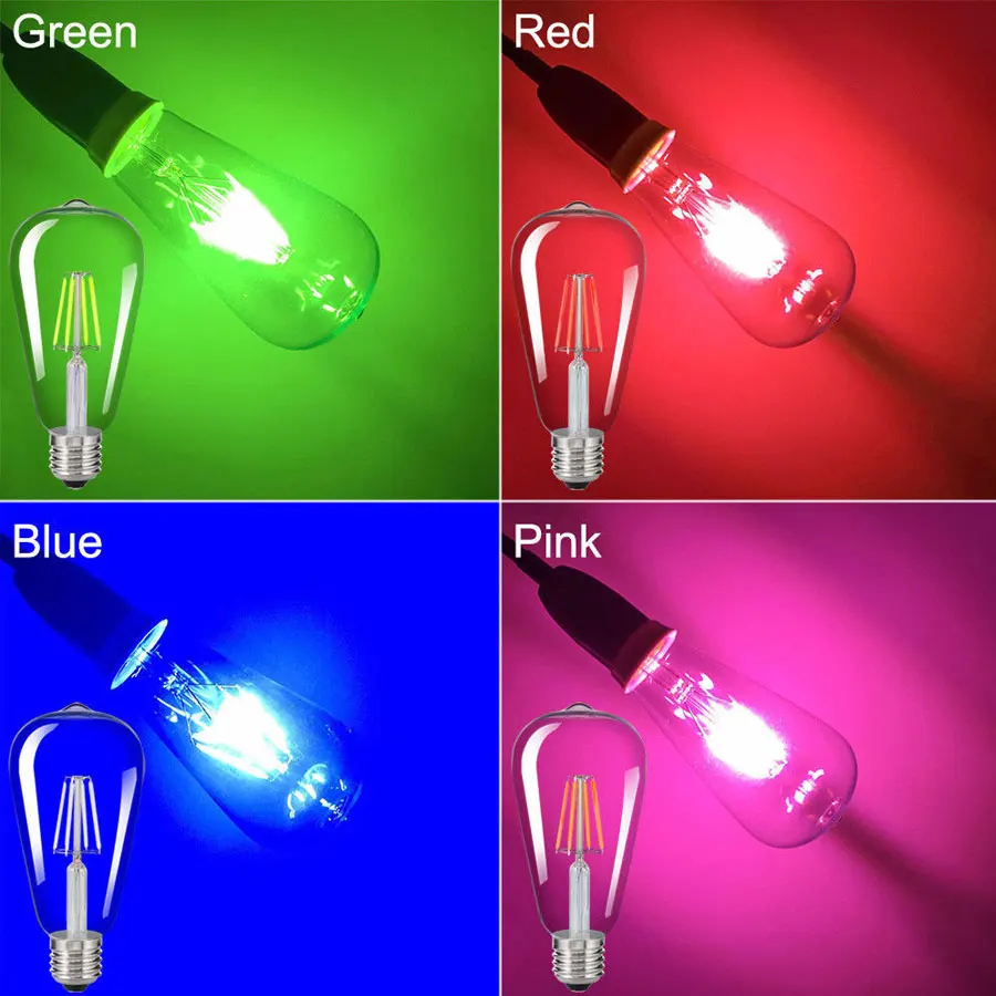 Винтаж светодиодный Эдисон лампы E27 типа Свеча) 2 Вт 4 COB лампа накаливания