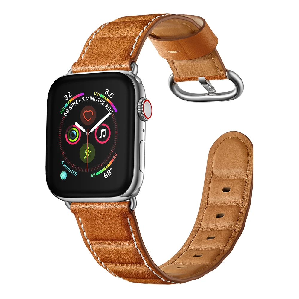 3 цвета ремешок из мягкой кожи для Apple Watch 38 мм 40 42 44 серия 1 2 4 черный серебристый