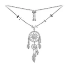 Женское ожерелье из серебра 925 пробы, с фианитами и перьями