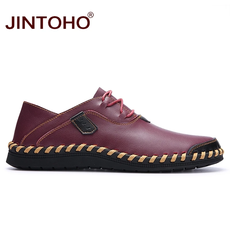 Туфли JINTOHO мужские кожаные натуральная кожа Повседневная модная обувь черные 2018 |