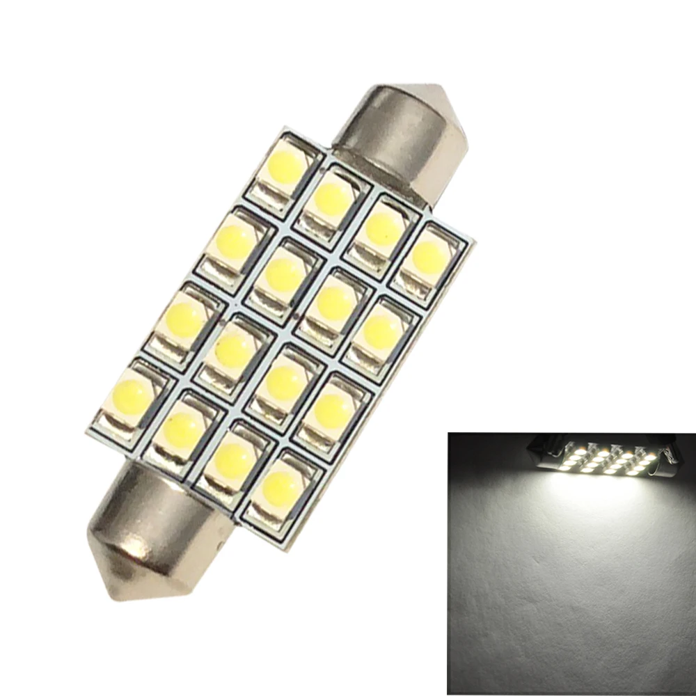 6 шт. 16 SMD лампы 42 мм белый теплый белого и синего цвета светодиодный Купол