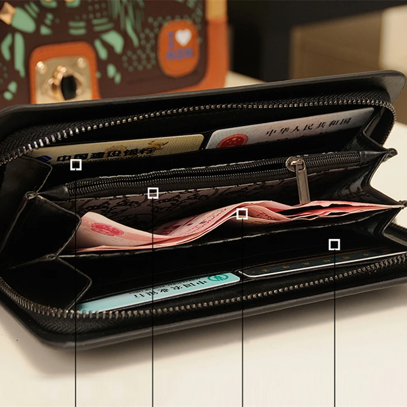 Классические женские длинные кошельки с черепом кошелек в стиле рок панк для