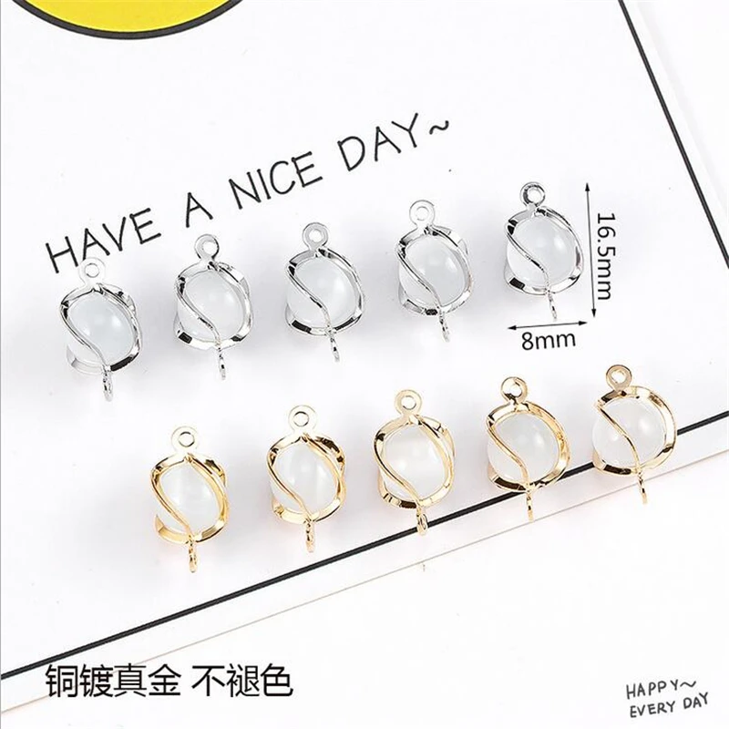10 шт./лот Модные металлические позолоченные круглые подвески с опаловым бусинами