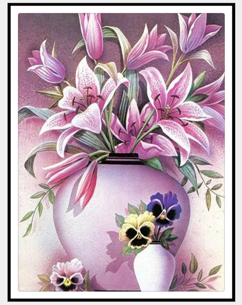 Rhinestone plastic crafts painting diamond flower vase crystal square cross stitch full embroidery | Дом и сад