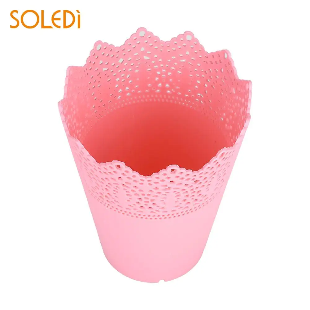 SOLEDI Flower Pots Vase Plastic Contemporary Lace Pink/White/Blue/Purple Desk Tidy Holder Storage Home Decoration | Дом и сад