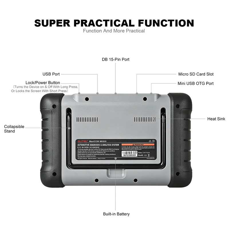 Autel оригинальный MaxiCOM MK808 инструмент диагностики 7 дюймовый ЖК дисплей Сенсорный