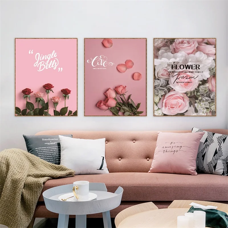 

Laeacco Wall Art Flowers Rose Love Posters and Prints Canvas Painting for Living Room Bedroom Wedding Home Decoration Pictures