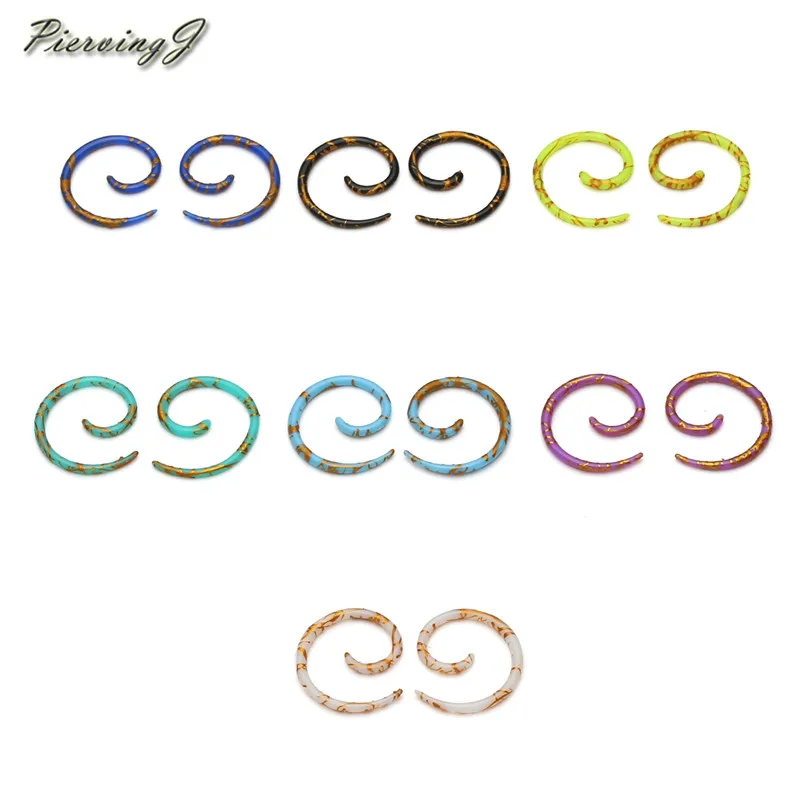 1.6 mm PiercingJ 7 пар/компл. 1,6-20 мм акриловые желтый покрытием смешанные цвета спираль улитка уха удлинитель с коническим отверстием производства украшения для ушного пирсинга - Окраска металла: 1.6 mm