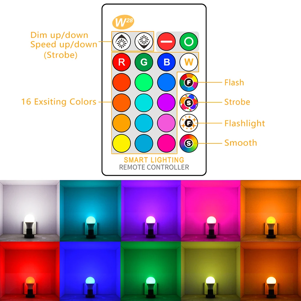 10 Вт RGB светодиодный лампы E27 Цвет изменение для создания нужной атмосферы)