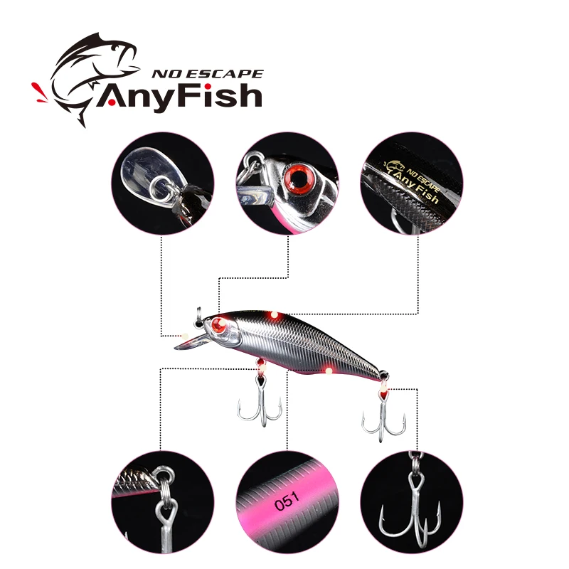 ANYFISH RV SHAD 70F-SR Рыболовная Приманка 7 см 9 3 г жесткая приманка с 2 рыболовными
