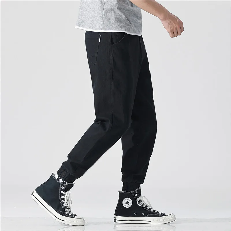 High-end quality trousers Men's jeans four seasons style of overalls Hip hop loose Nine pants Leisure time | Мужская одежда