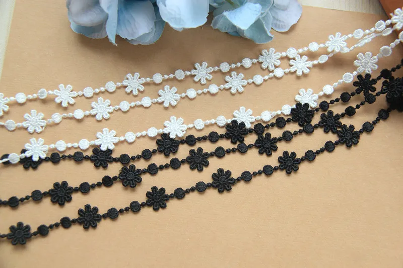 15 Yards White Black Color Beautiful Embroidery Lace Trim for Bridal Wedding Gown Costume design | Дом и сад