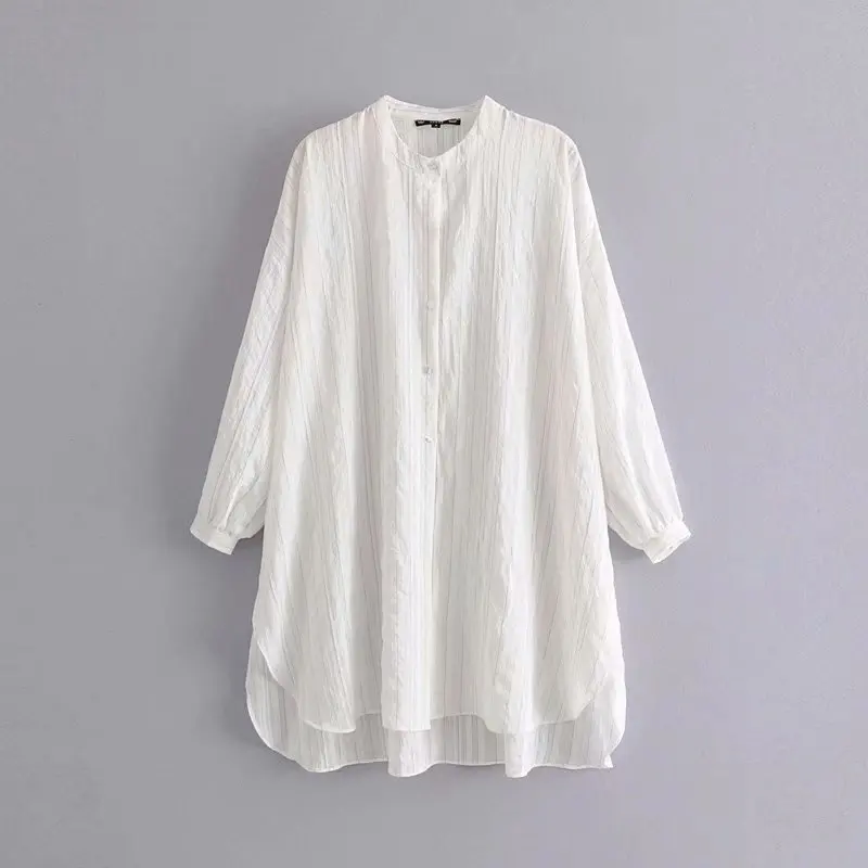 2019 новая женская мода Круглая горловина в полоску повседневные длинные Смок