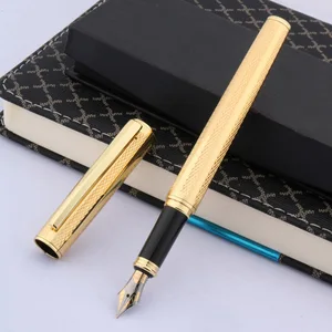 Металлическая золотистая отделка офисный подарок золотая волна иридиевая перьевая ручка