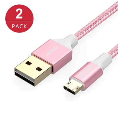 2pcs Rose Gold 2 шт. в упаковке, двусторонний кабель Micro USB, 5 В, 2 А, быстрое зарядное устройство, Кабель Microusb для samsung, Xiaomi, huawei, htc, Andriod, зарядка мобильных телефонов - Цвет: 2pcs Rose Gold
