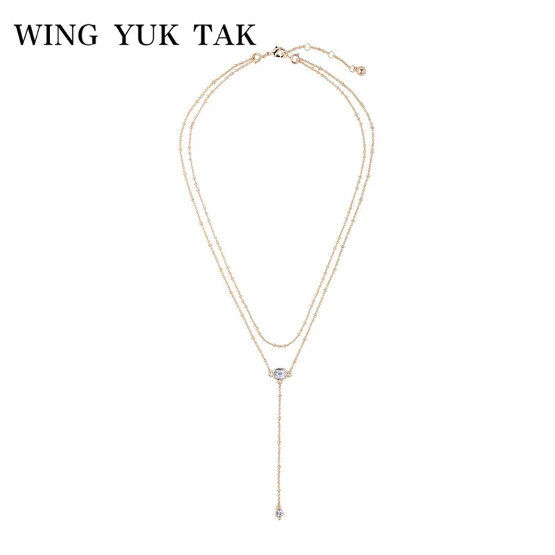 Женское Ожерелье wing yuk tak длинное золотое ожерелье с круглой подвеской на лето