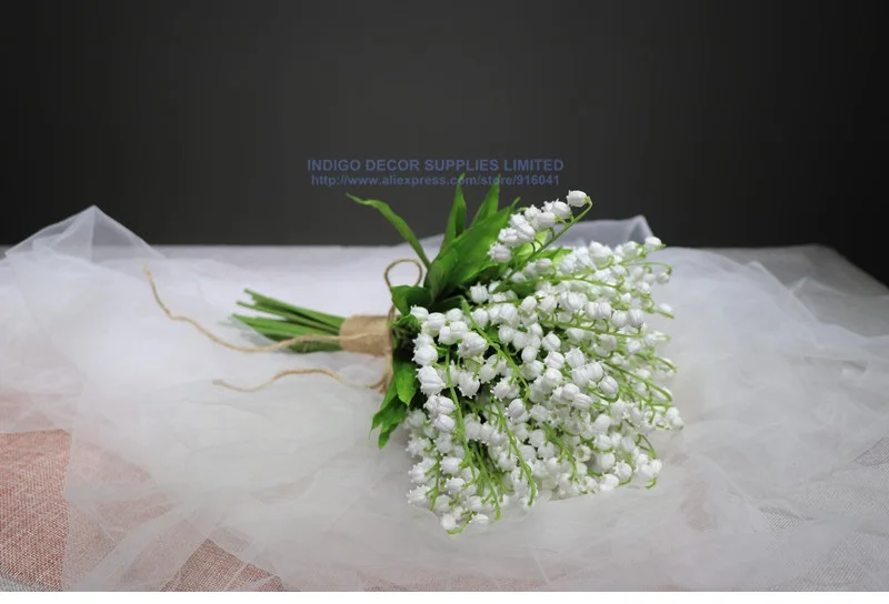 INDIGO-18pcs Convallaria Majalis, пластиковый свадебный букет невесты белого цвета, пластиковый цветочный стол для мероприятий
