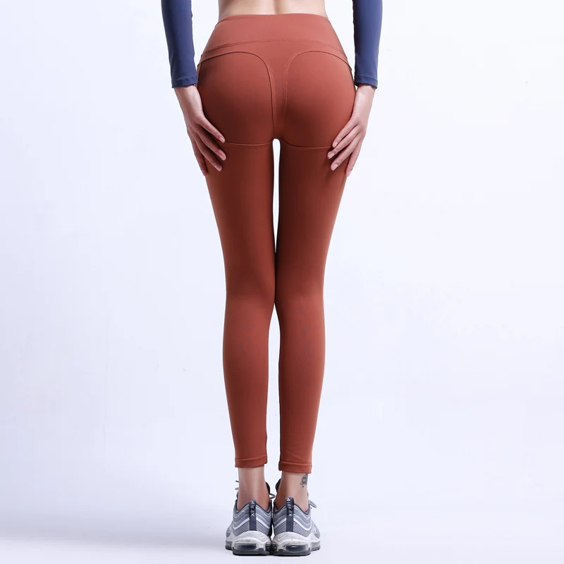 Коричневый Леггинсы для фитнеса с высокой талией для женщин, однотонные повседневные быстросохнущие леггинсы для женщин, готические леггинсы для фитнеса, леггинсы в стиле панк - Цвет: Коричневый