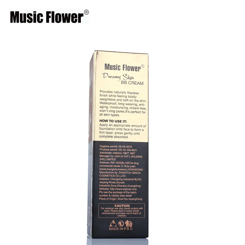 Music Flower 3 цвета полный охват уход за кожей лица BB крем макияж консилер натуральный кремово-Водонепроницаемый, Длительное Действие, база под макияж тональный крем