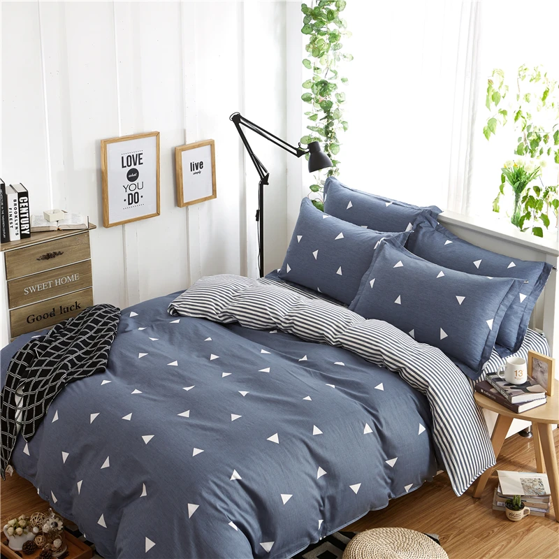Hot Sell 4pcs of Simple Plaid 100% Cotton King Size Bedding Sets Duvet Cover Pillowcases Sheets Queen Comforter Set Plus #MC15 | Дом и сад