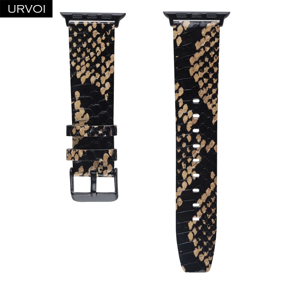 Style A URVOI ремешок для наручных часов Apple Watch series 5/4/3/2/1 класса люкс из натуральной кожи питона матовый ремешок для наручных часов iWatch, Дикий Стиль прочная пряжка - Цвет ремешка: Style A