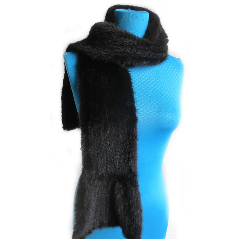 (TopFurMall ) Lady Autumn Winter Genuine Knitted Mink Fur Scarves Neck Rings Women Pashmina Wraps LF9012 |
