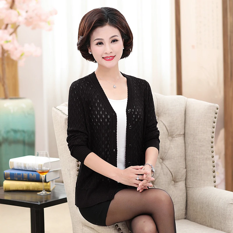 ASLTW Hollow Cardigan New Autumn Sexy V Neck Lady's Sweater Long Sleeve Single Breasted Solid Casual For Women |