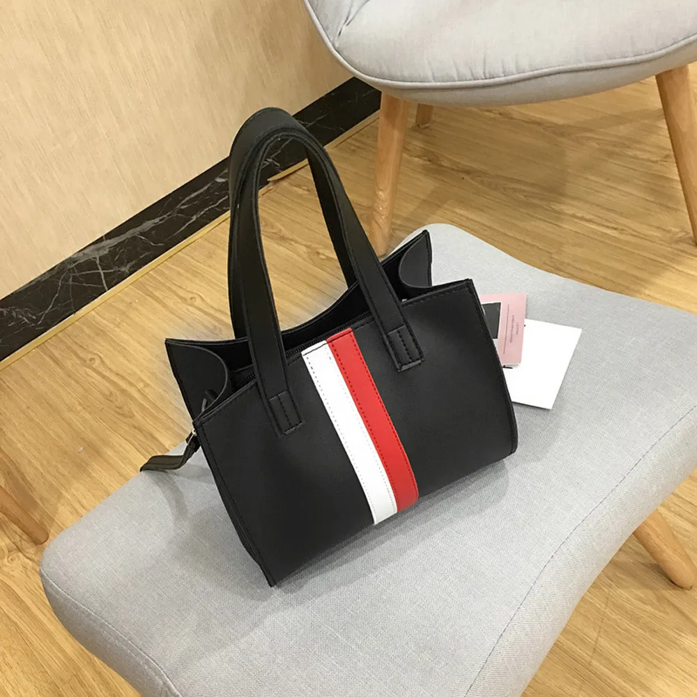 2018 Woman Tote Casual Bags Crossbody Bag Stripe Leather Handbag Shoulder handbags women famous brands bags | Багаж и сумки
