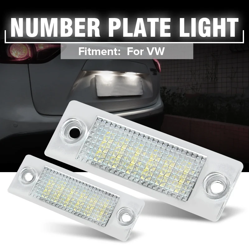 

2pcs 12V 18 LEDs Car LED License Number Plate Lights Lamp For VW Transporter T5 Caddy Touran Golf Passat