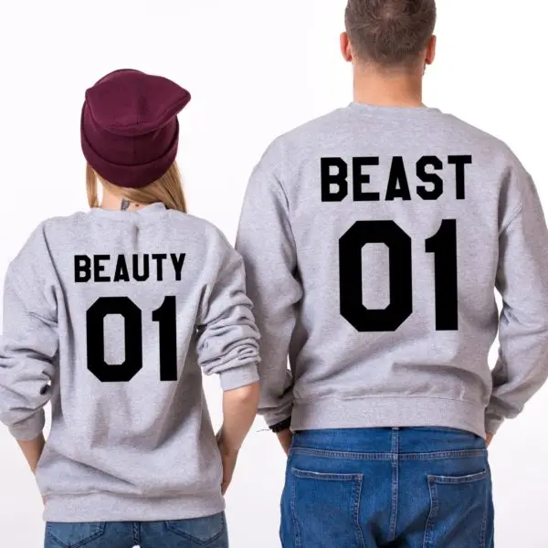 Beauty Beast 01 одинаковые пары свитшоты женские топы мужские унисекс длинный рукав