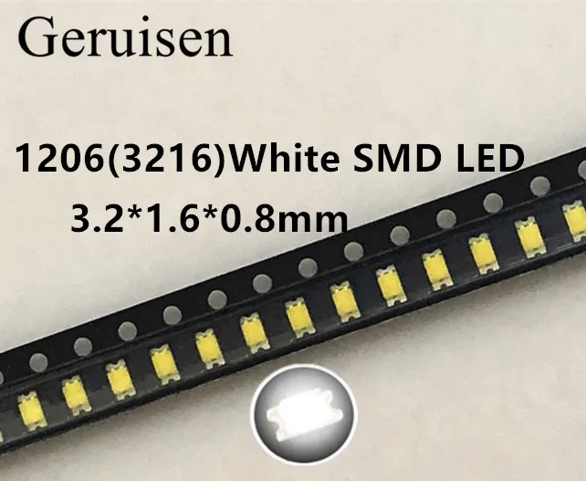 50 шт. SMD 1206 белый светодиод smd Led холодный супер яркий светодиодный диодный свет 5000