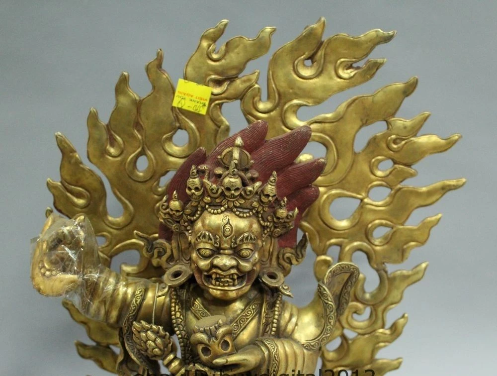 13 дюймов тибетский буддистский храм бронза золото 24 карата Ваджрапани Статуэтка