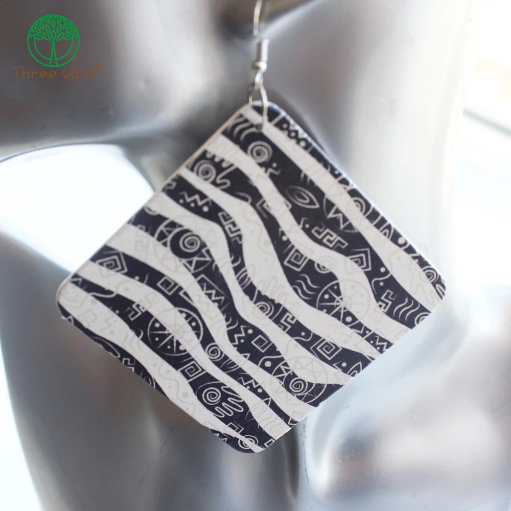 

E159 New arrived HOT Fashion European Square Wood African Wood Earrings Jewelry For Women