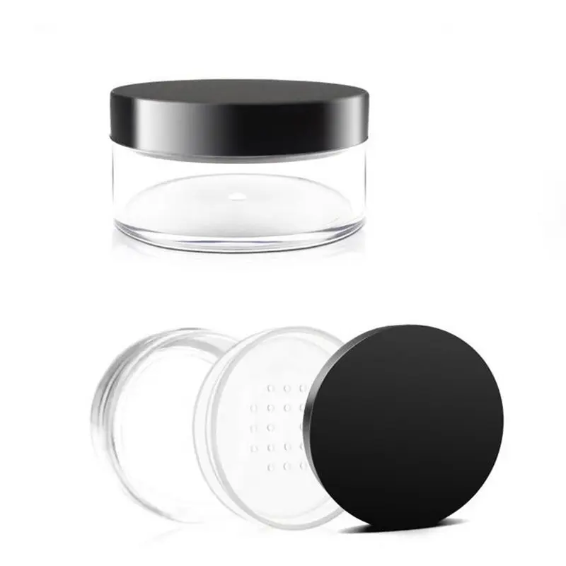 50g Plastic Loose Powder Jar with Sifter Empty Cosmetic Container Black Matte Cap Makeup Compact | Красота и здоровье