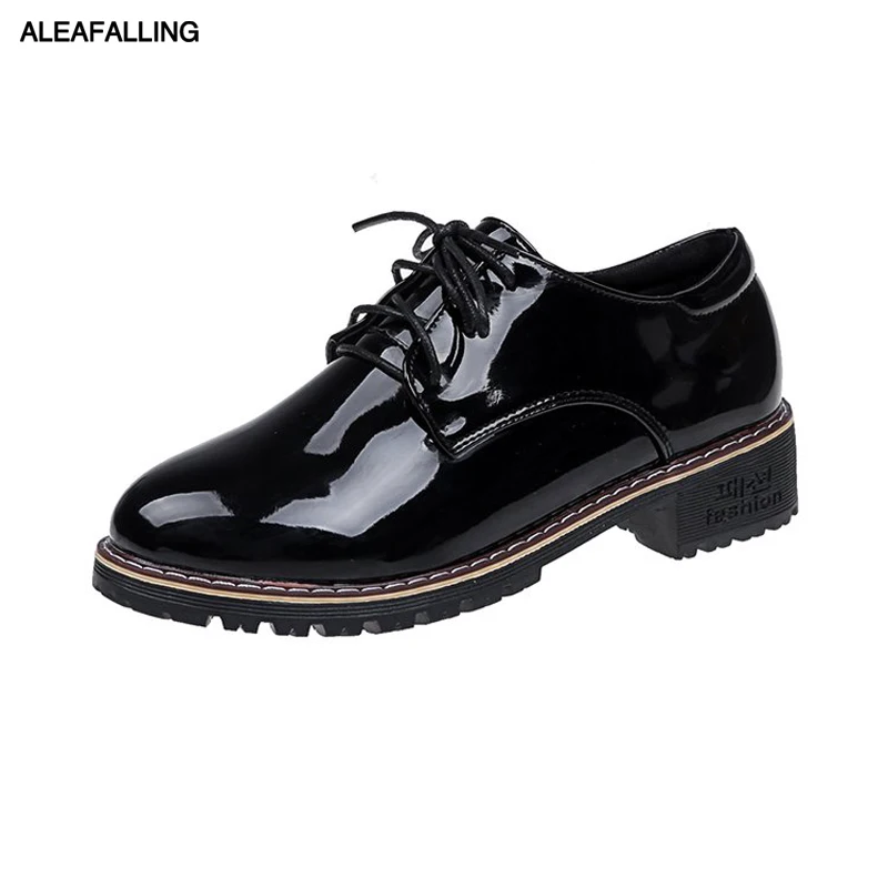Aleafalling женские ботинки на плоской подошве со шнуровкой из лакированной открытый