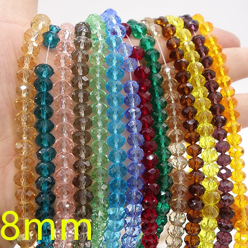 

Wholesale 40pcs Crystal Glass Rondelle Faceted Loose Spacer Beads DIY hot 8mm