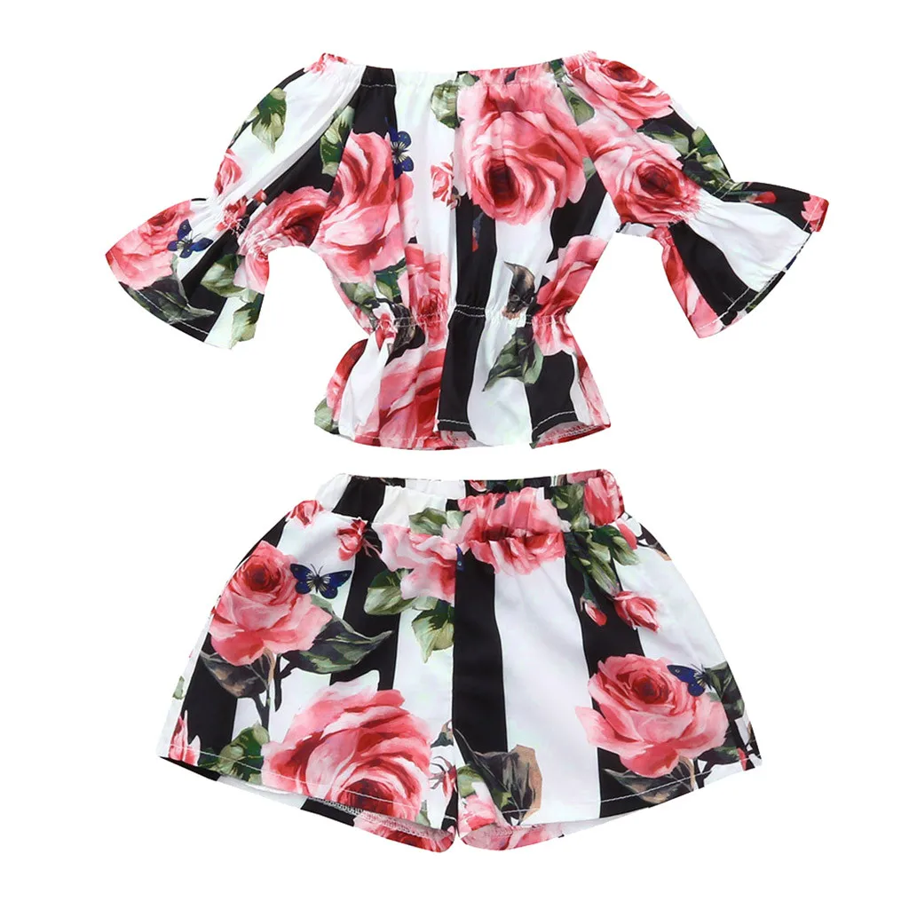 Perimedes/Детская летняя одежда с принтом для девочек топы расклешенными рукавами и