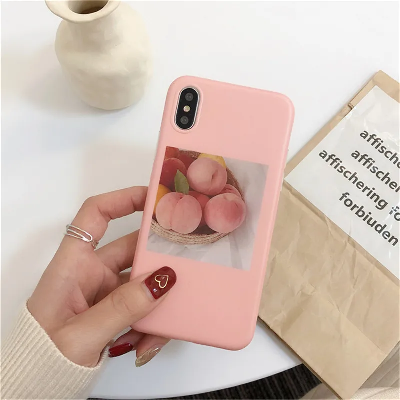 Ins милый розовый персиковый чехол для телефона iphone X XS XR XSMAX матовый мягкий из ТПУ 6