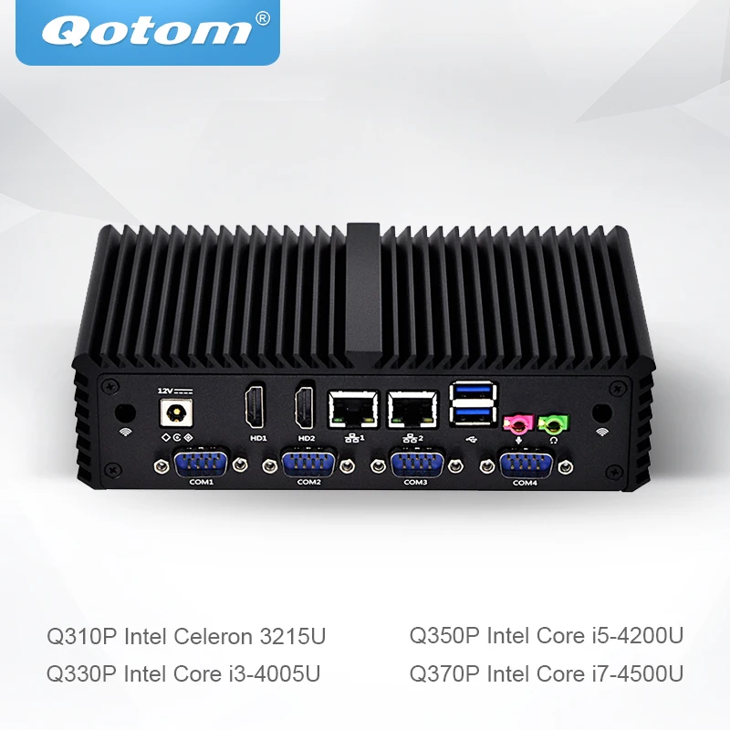 Мини ПК Qotom маленький Безвентиляторный Компьютер Celeron i3 i5 i7 с двухъядерным
