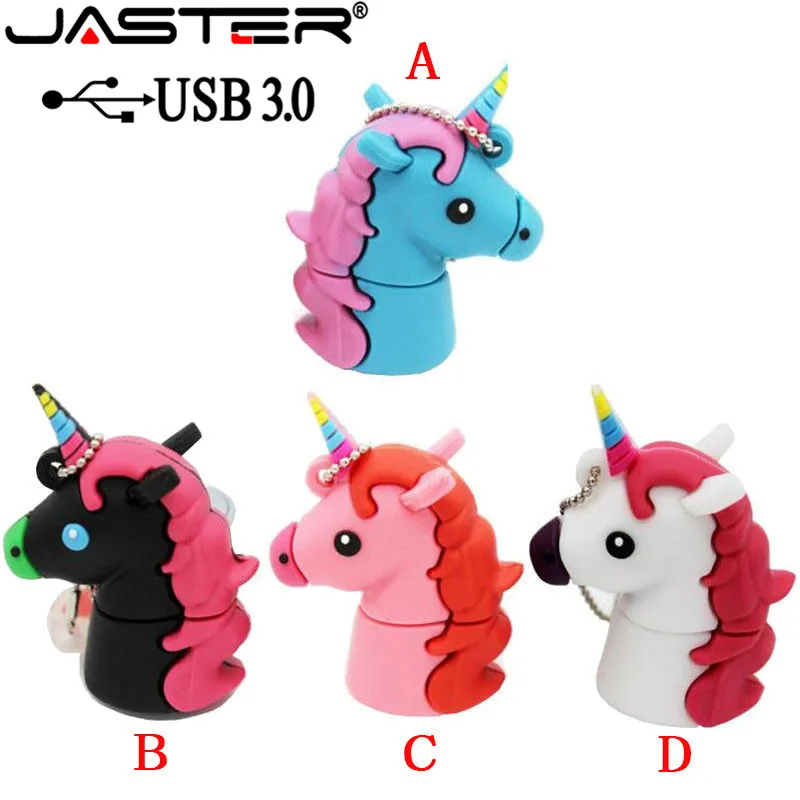 JASTER USB 3,0 мультяшный белый единорог стиль флеш-накопитель реальная емкость Милая лошадь 16 ГБ 32 ГБ 64 ГБ флеш-накопитель Usb флешка