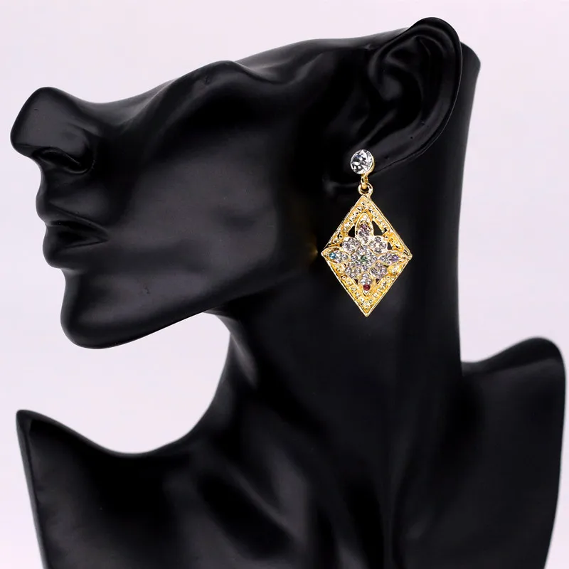 HanCheng новые модные роскошные Винтажные серьги-подвески в виде ромба из