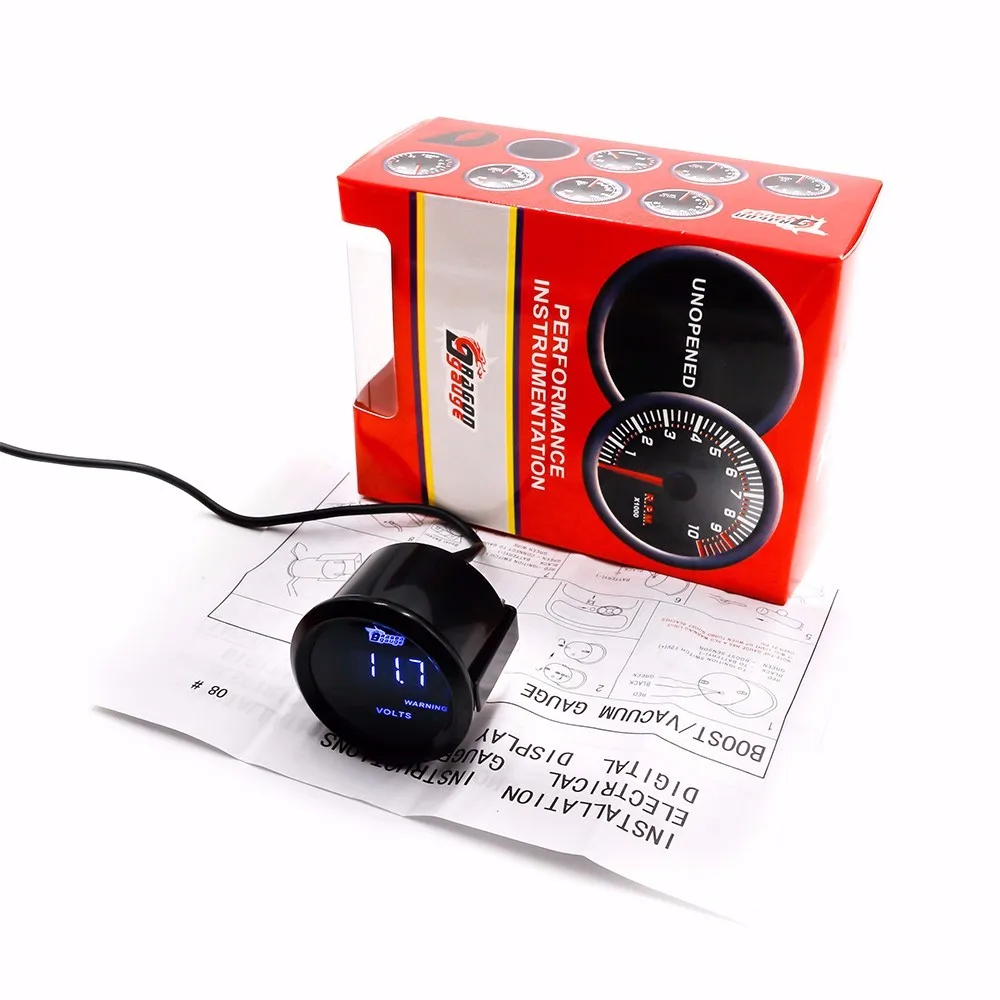 Цифровой вольтметр черный чехол 2 &quot52 мм автомобильный измеритель напряжения|gauge