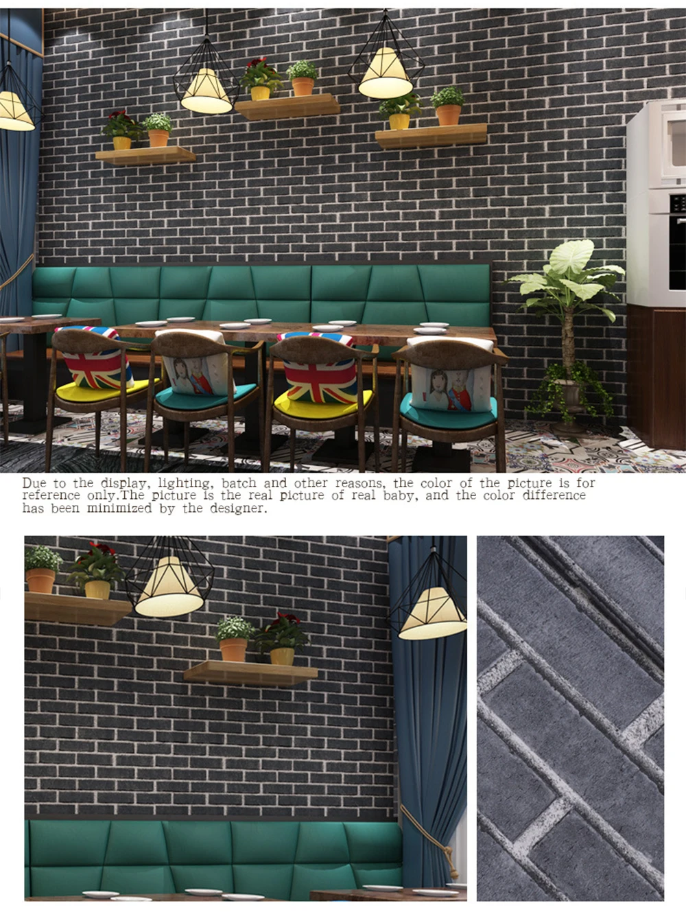 100*60cm Rustic Vintage 3D Faux Brick Wallpaper Roll Vinyl PVC Retro Industrial Loft Wall Paper Red Wallpapers for Living Room